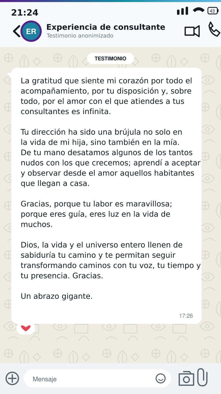 Captura original del testimonio: Madre de familia (Allis & mamá)